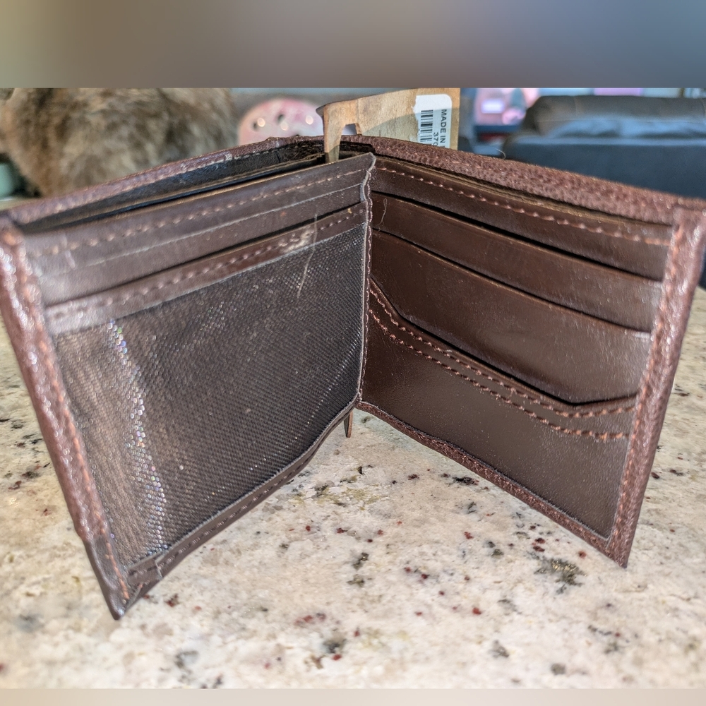 Buckle Brown Genuine Leather Bifold Wallet ID WinElegant Brown Leather Accessory